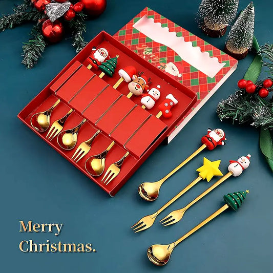 Christmas Stainless Steel Cutlery Set (6-Piece Gift Box)